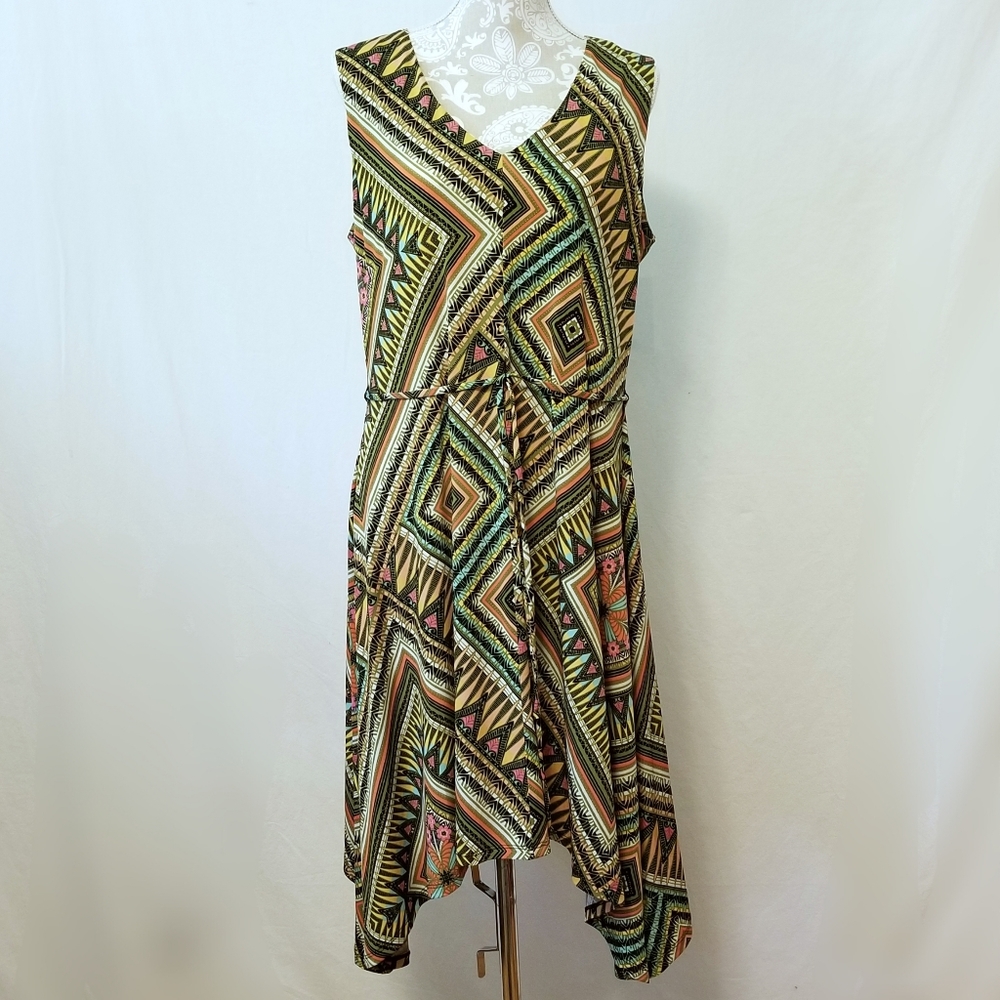 Emma & Michele Patchwork Handkerchief Dress Sz XL